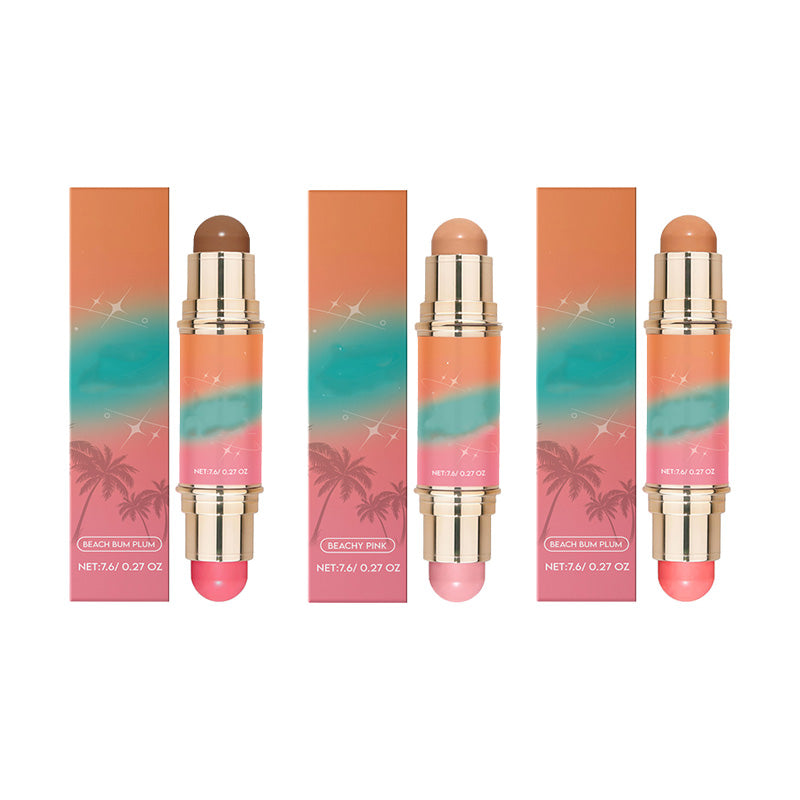 Stick double embout portable, léger et mat pour contour et blush