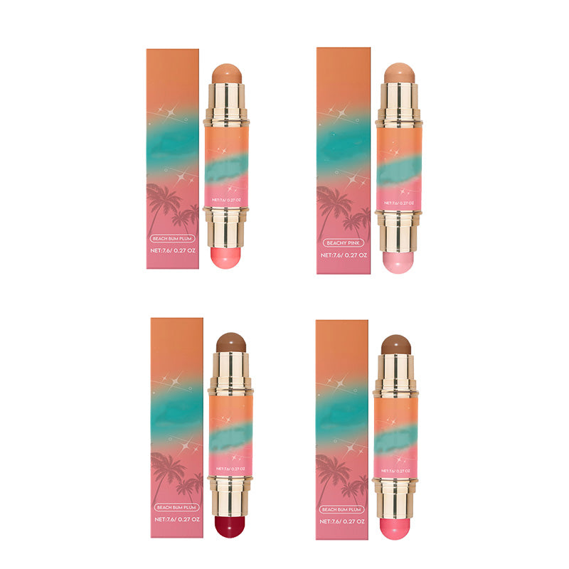 Stick double embout portable, léger et mat pour contour et blush