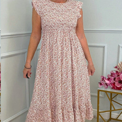 🎉🛍️Promotion exceptionnelle 50% OFF💃 Robe fleurie élégante avec taille haute et revers pour femme