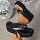 Tongs à paillettes et semelles épaisses pour femmes