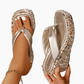 Tongs à paillettes et semelles épaisses pour femmes