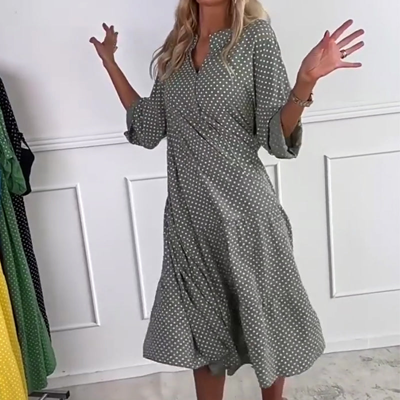 ⏳Time-limited Special⏰Women’s Polka Dot Button Loose Fit Dress