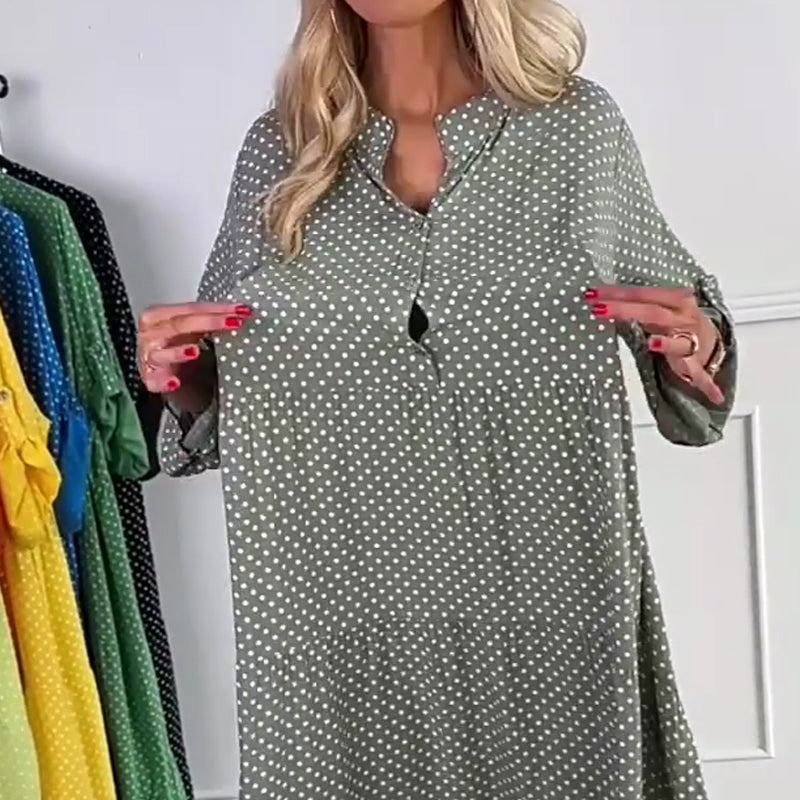 ⏳Time-limited Special⏰Women’s Polka Dot Button Loose Fit Dress
