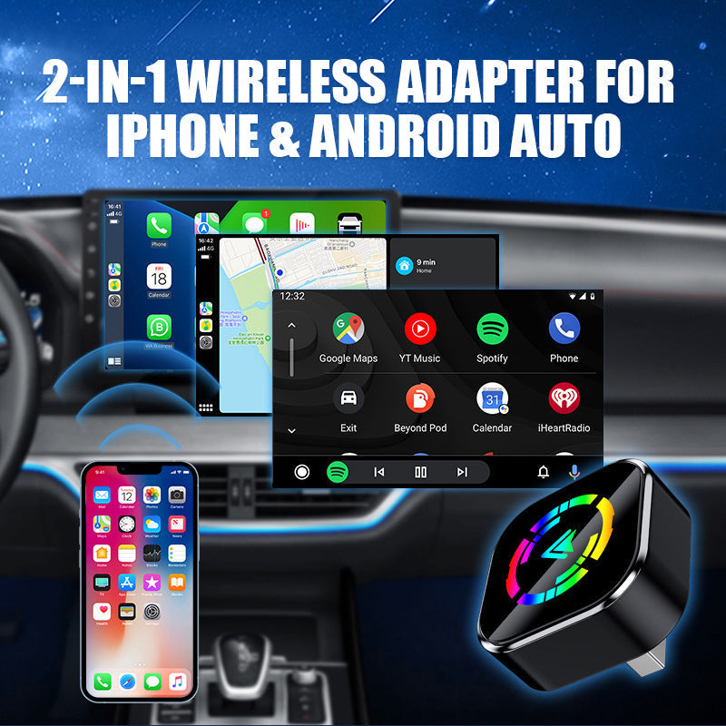 ⚡Adaptateur sans fil 2-en-1 pour iPhone et Android Car