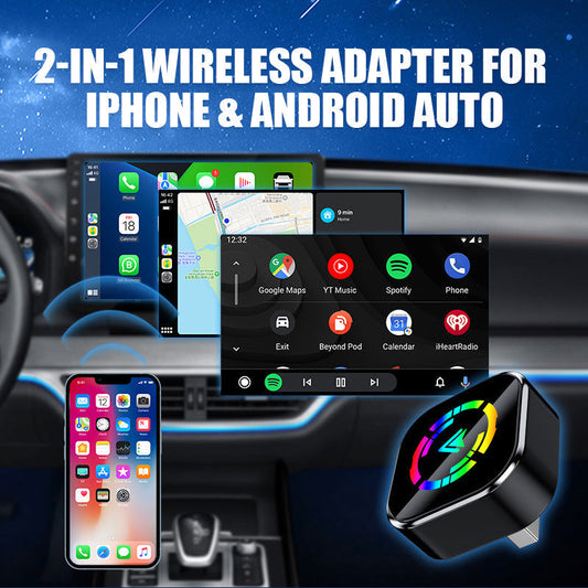 ⚡Adaptateur sans fil 2-en-1 pour iPhone et Android Car