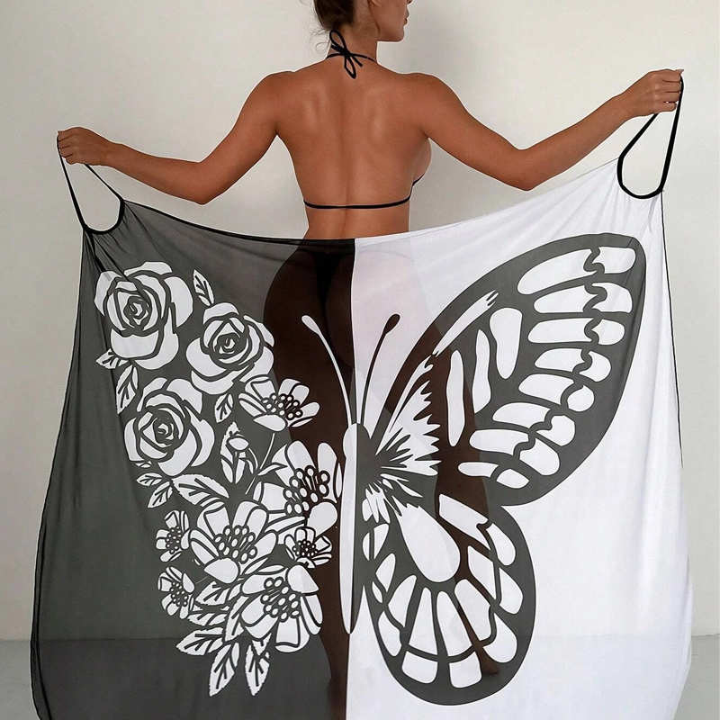 Cover-up de maillot de bain pour femme avec motif de papillons