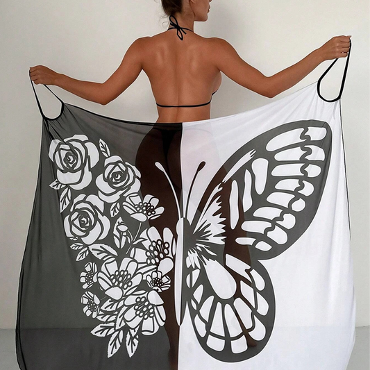 Cover-up de maillot de bain pour femme avec motif de papillons