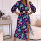 💐Robe élégante à col en V à imprimé floral pour femmes, fendue sur le côté