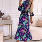 💐Robe élégante à col en V à imprimé floral pour femmes, fendue sur le côté