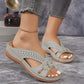 Sandale en cuir pour femme à motif floral