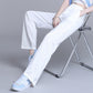 Pantalon droit drapé en soie glacée tendance pour femme