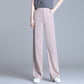 Pantalon droit drapé en soie glacée tendance pour femme