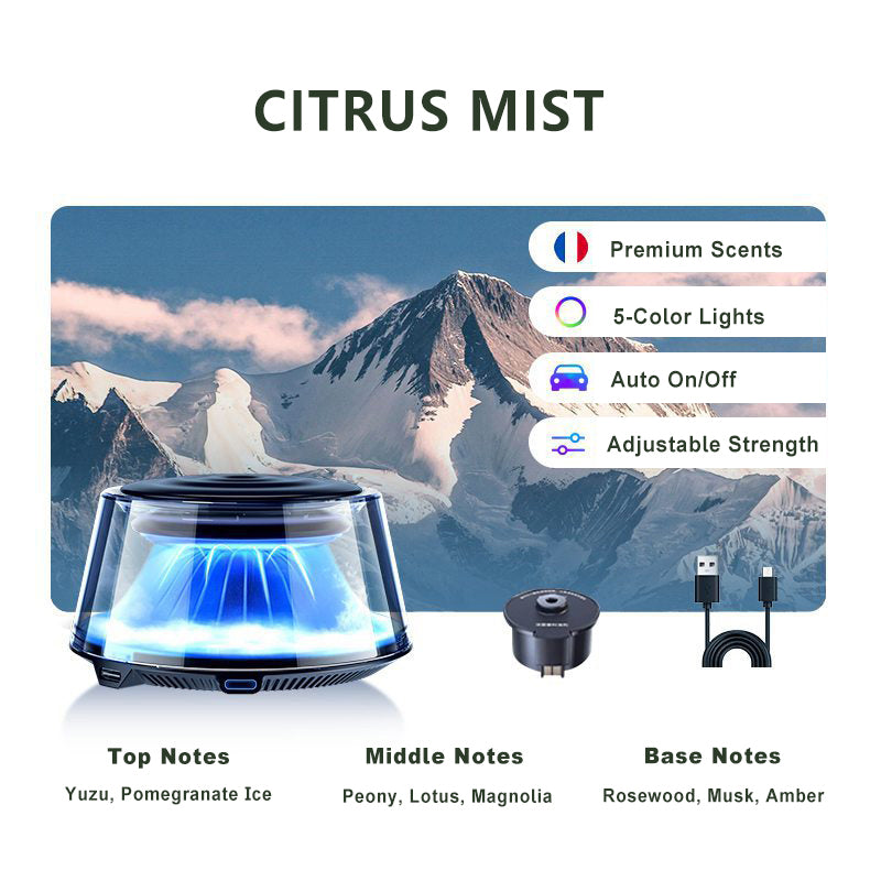 ☁️Diffuseur de voiture Cloud Mist 2025 - Marche/arrêt automatique avec batterie USB-C de 30 jours et 1 recharge = 1 an de fraîcheur