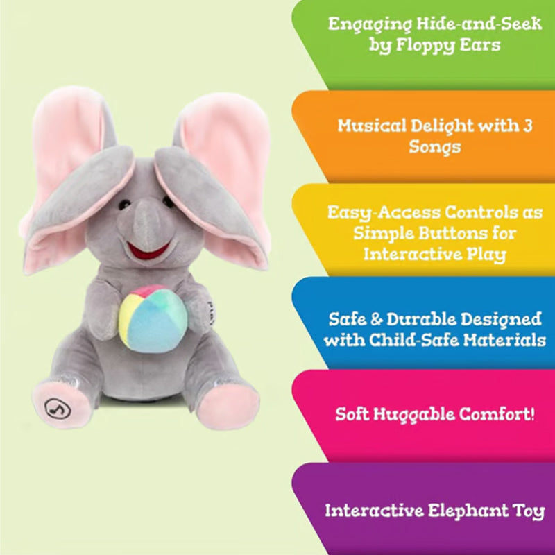 🐘 50% DE RÉDUCTION ! 🎁 Doudou Éléphant Cache-Cache - Peluche Interactive avec Effet Surprise, Idéal pour Éveil des Tout-Petits 🧸✨
