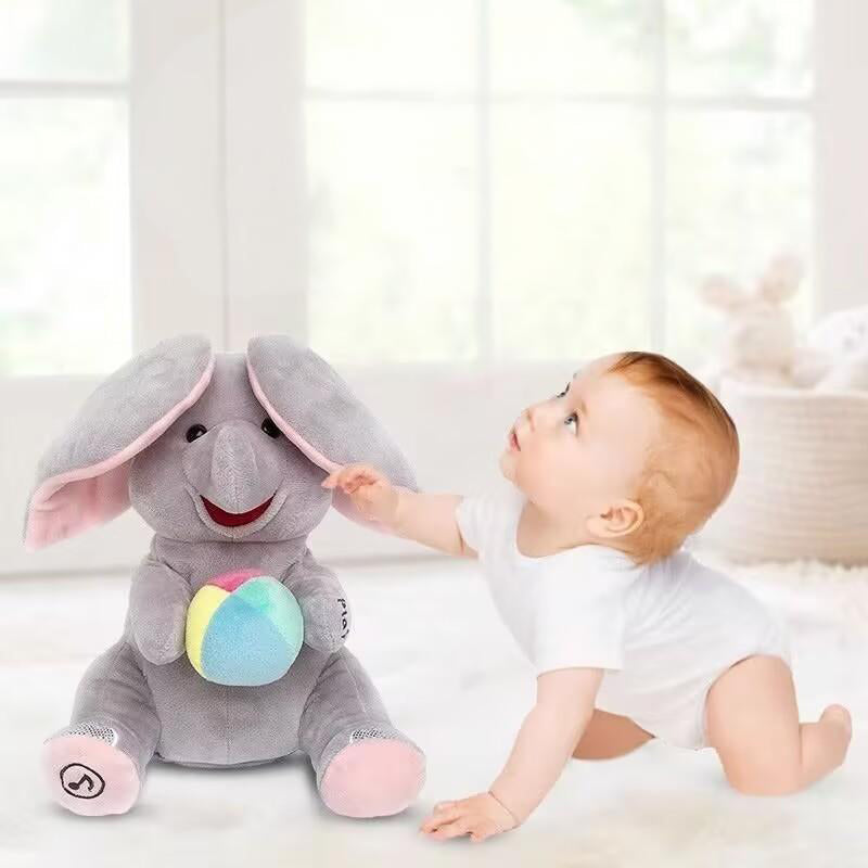 🐘 50% DE RÉDUCTION ! 🎁 Doudou Éléphant Cache-Cache - Peluche Interactive avec Effet Surprise, Idéal pour Éveil des Tout-Petits 🧸✨
