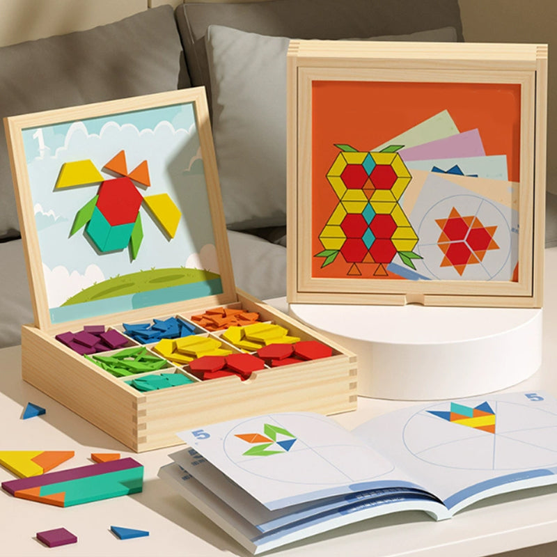 📢📢50% DE RÉDUCTION✨Jeu de puzzle magnétique en bois avec motifs