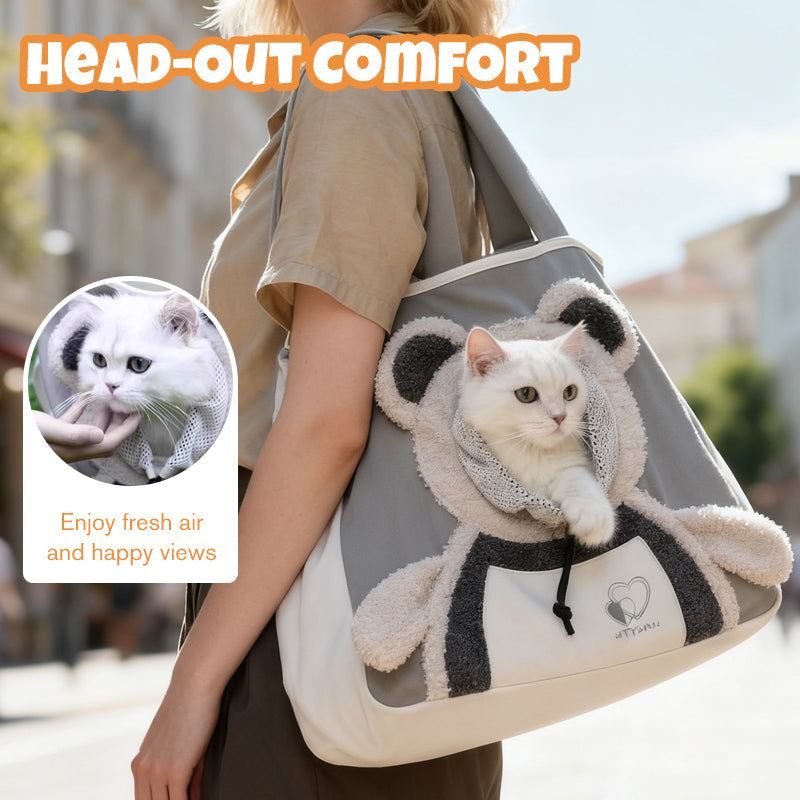🐻🐾 Sac de Transport Nounours pour Animal – Design Tête à l'Air, Toile Confortable & Sécurisé pour Chats/Chiens Jusqu'à 4kg (Parfait pour l'Aventure !)