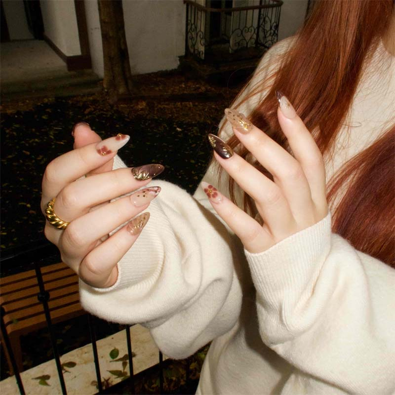 🔥Ensemble de 30 faux ongles artisanaux en forme d'amande