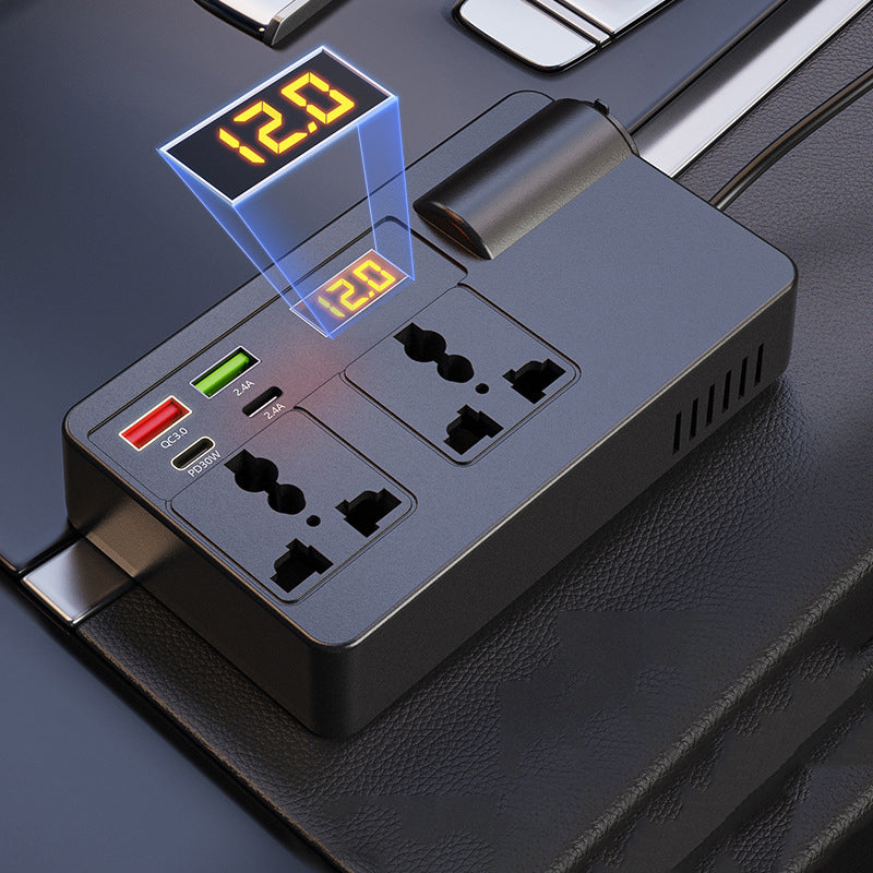 ⚡ 50% DE RÉDUCTION! ✨ Convertisseur de Voiture Portable 12V/24V vers 220V - 150W avec Écran LCD et 4 Prises pour Voyages & Urgences 🚗💨