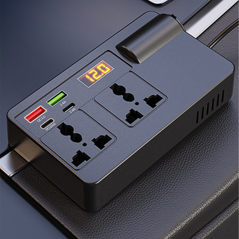 ⚡ 50% DE RÉDUCTION! ✨ Convertisseur de Voiture Portable 12V/24V vers 220V - 150W avec Écran LCD et 4 Prises pour Voyages & Urgences 🚗💨