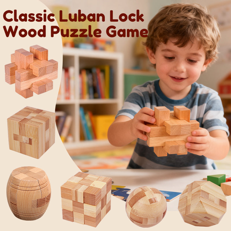 🔥 50% DE RÉDUCTION ! ✨ Casse-Tête en Bois Luban Lock - Stimule l'Intelligence Spatiale, Conception en Bois Naturel, Jeu Éducatif Familial 🧩🤲