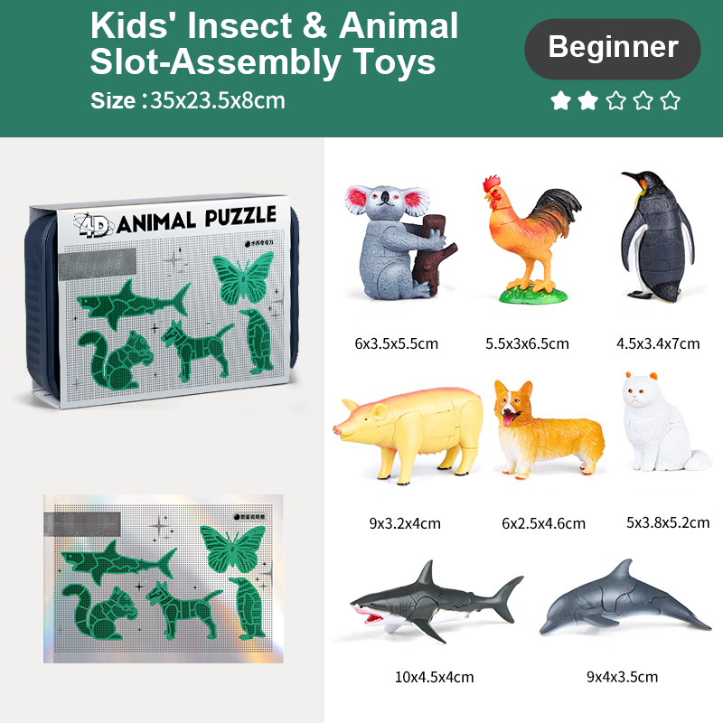 🐞Modèles d’insectes & animaux 1:1 – Assemblage éducatif en 3 niveaux, vinyle sécurisé🎁🔬