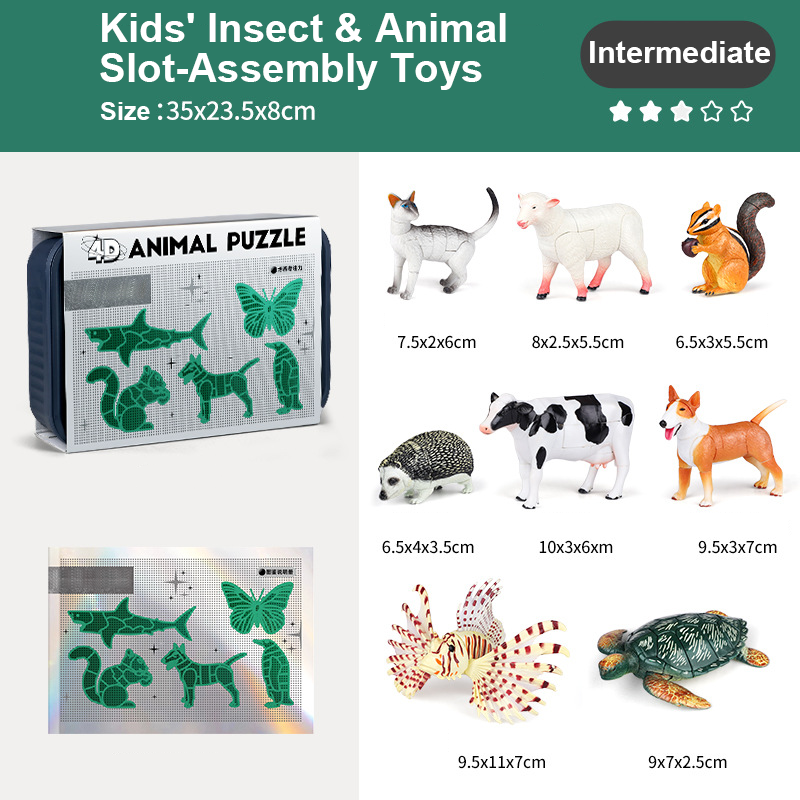 🐞Modèles d’insectes & animaux 1:1 – Assemblage éducatif en 3 niveaux, vinyle sécurisé🎁🔬