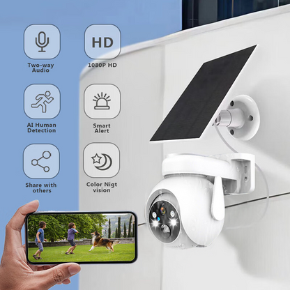 Caméra de sécurité solaire étanche à vision nocturne