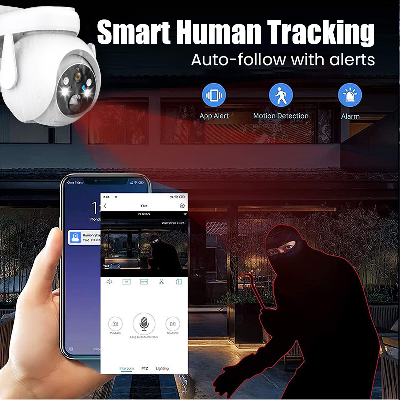 Caméra de sécurité solaire étanche à vision nocturne