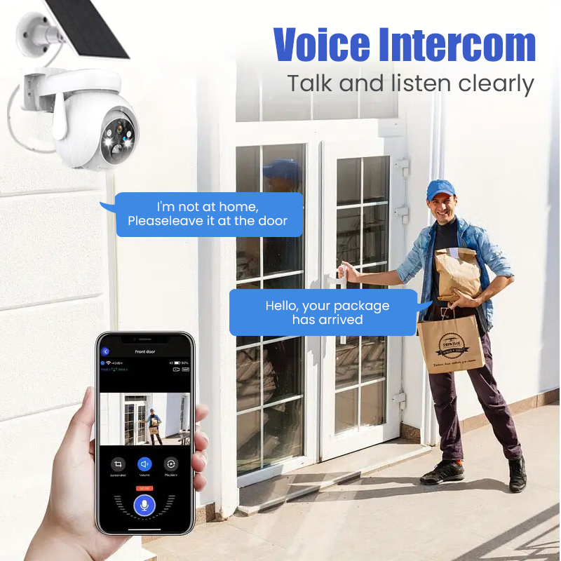 Caméra de sécurité solaire étanche à vision nocturne