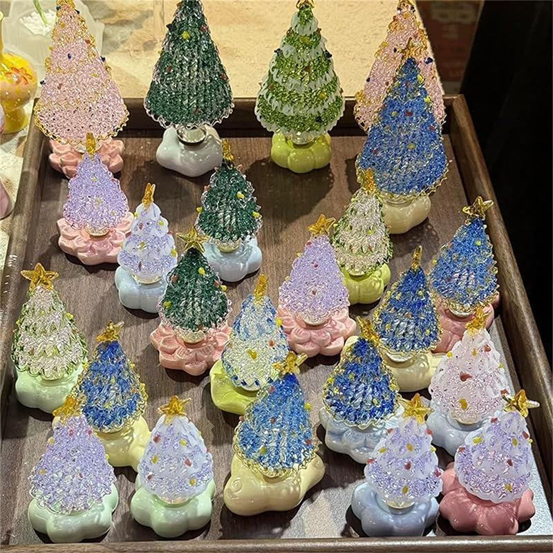 Décorations de Noël rotatives en verre faites à la main