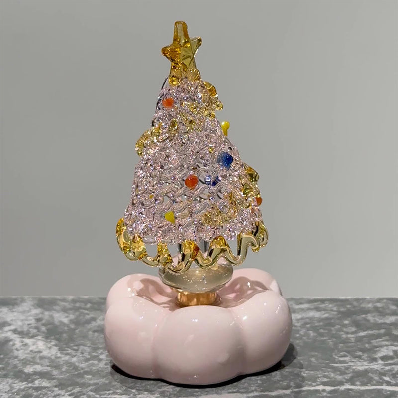 Décorations de Noël rotatives en verre faites à la main