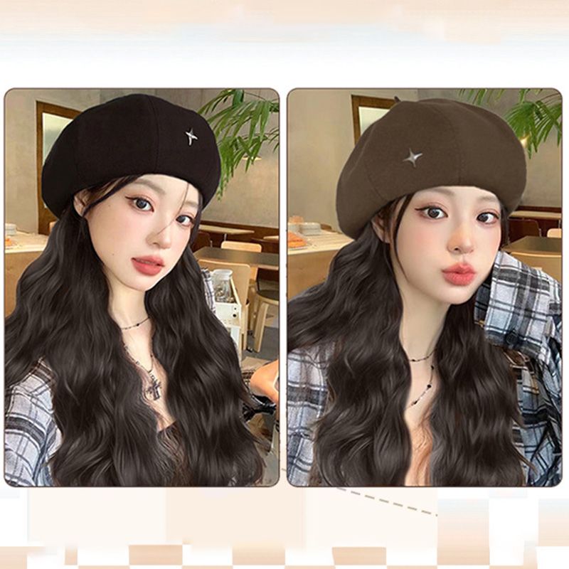 Béret vintage avec extension de cheveux naturels