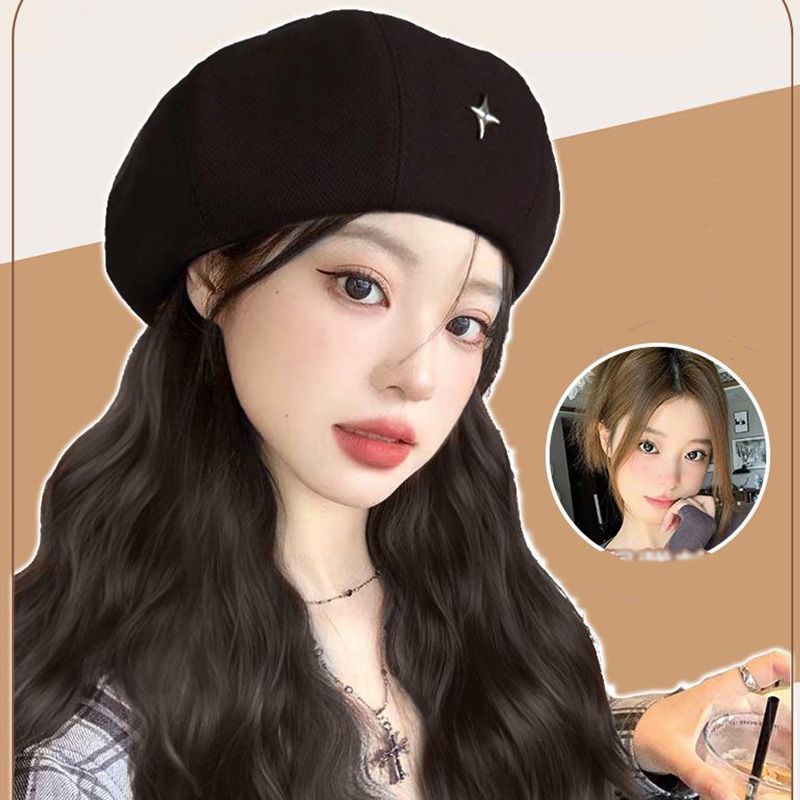 Béret vintage avec extension de cheveux naturels