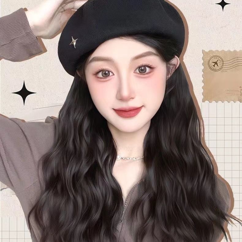 Béret vintage avec extension de cheveux naturels