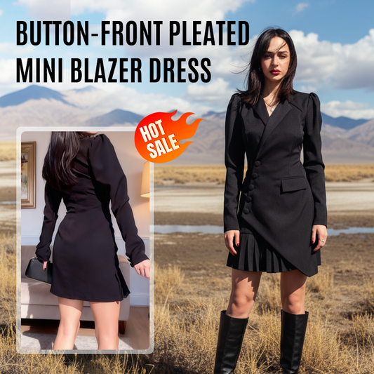 🔥VENTE LIMITÉE 50 % DE RÉDUCTION🔥Mini-robe blazer plissée à boutons sur le devant