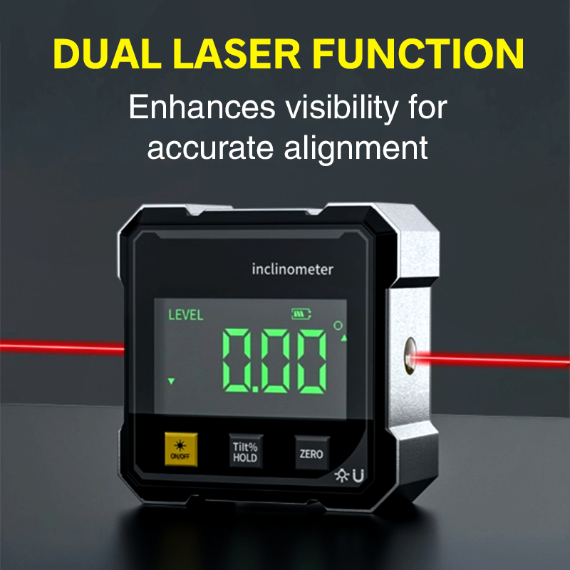 🔥50 % de réduction ! Inclinomètre numérique magnétique à 4 côtés avec laser – Précision ±0,2°, double mode & fixation 360° pour pros 📐⚡