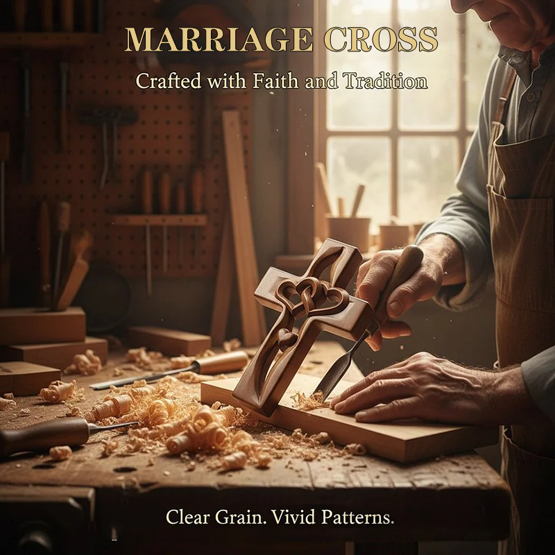 ✝️Croix de mariage murale en bois❤️Cœurs entrelacés, symbole d’amour & foi – Prête à accrocher !