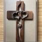 ✝️Croix de mariage murale en bois❤️Cœurs entrelacés, symbole d’amour & foi – Prête à accrocher !
