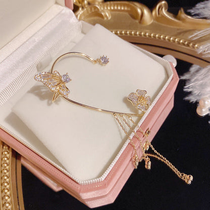 Boucles d'oreilles à pompons fleur papillon