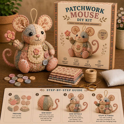 🥳2026 HOT SALE🥳💞33K+ SOLD! ！Patchwork Mouse DIY Sewing Kit – 3D Fabric Craft for Beginners, Stress Relief, Creative Gift