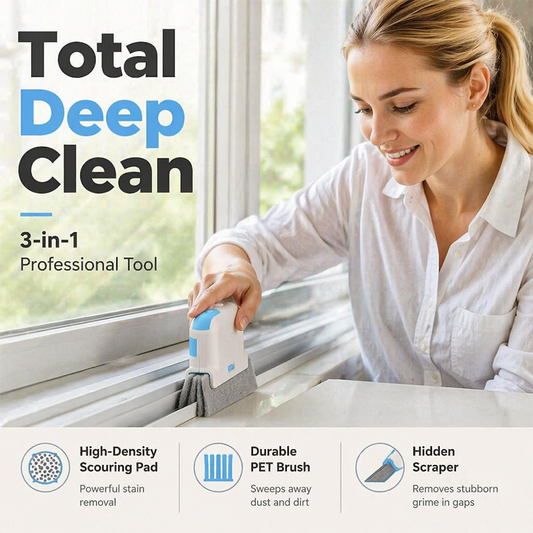 🔥Final 3 Hours:Buy 1 Get 2 Free ：ONLY ￡9.99!!🪟3-in-1 Window Track Cleaning Tool with Scrubbing Pad🎁
