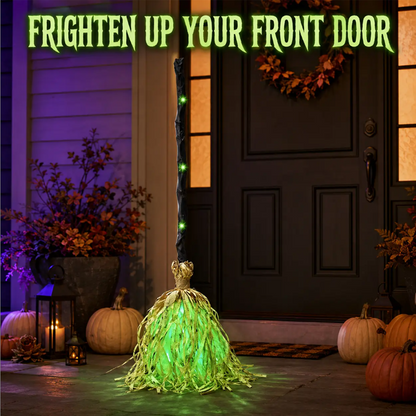 🧙 LIMITED-TIME 55% OFF! 🥳Animated Witch Broom Halloween Decoration with Lights and Sound