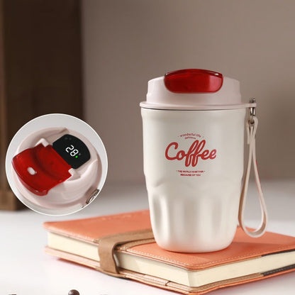 🎁☕️ Smart Temperature Display Coffee Tumbler – Double-Wall Vacuum & Carry Strap, Keep Drinks at the Right Temperature on the Go ✨