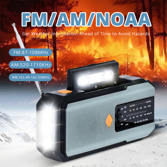 📢🌦️ Solar Hand-Crank Emergency Weather Radio – Stay Informed & Powered During Storms, Power Cuts & Off-Grid Trips ✨